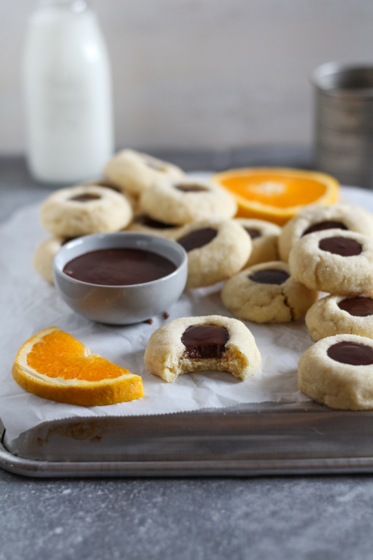 orange chocolate thumbprint cookies