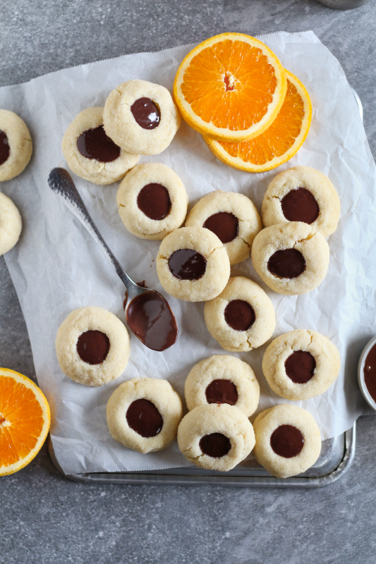 orange chocolate thumbprint cookies